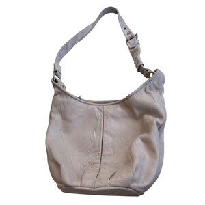 NUOVEDIVE Beige/PINK  Leather Hobo Shoulder Bag With Adjustable Strap & Zippered